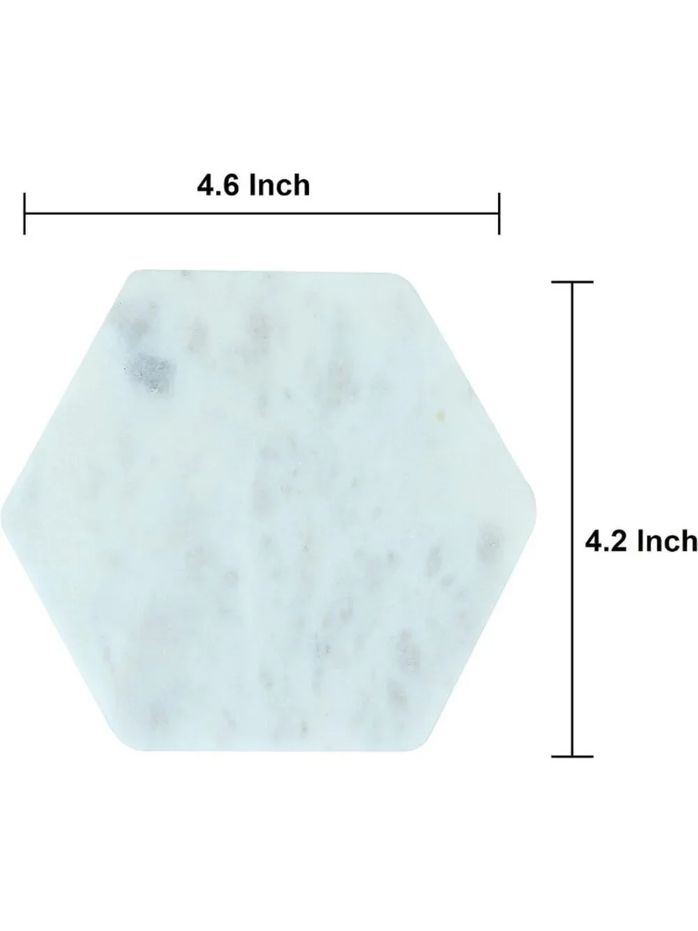 Set of 6 Hexagon Marble Coasters | Modern White Decor for Home & Office
